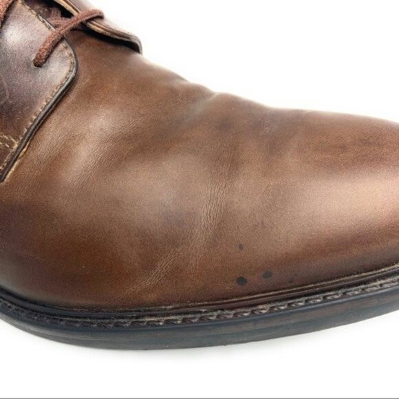 J&M Conard Plain Toe Derby Brown Leather Shoes - Picture 3 of 9